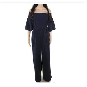 ‼️Ralph Lauren Bell-Sleeve Wide-Leg Jumpsuit Navy
